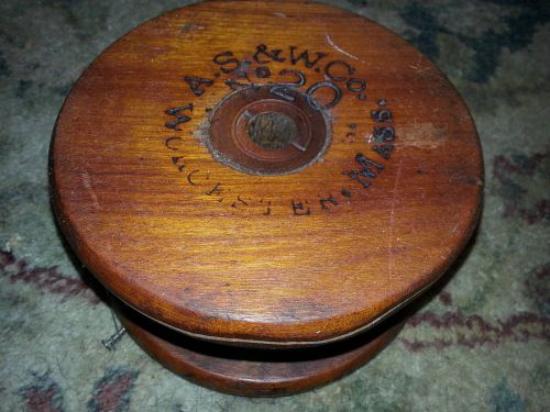 Antique wooden spool worcester massachusetts a.s.&amp;w. co no 20 rare lqqk for sale