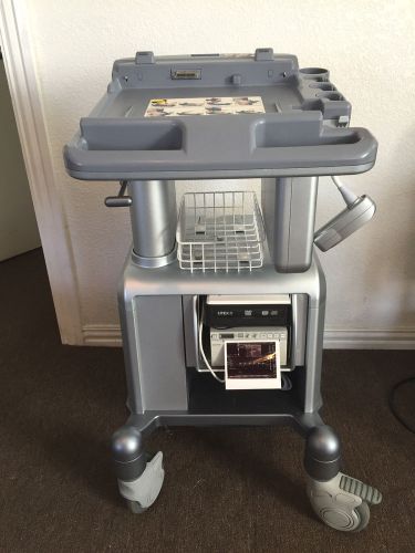 Ge logiq e series docking cart w/ ultrasound printer &amp; dvd bruner for sale
