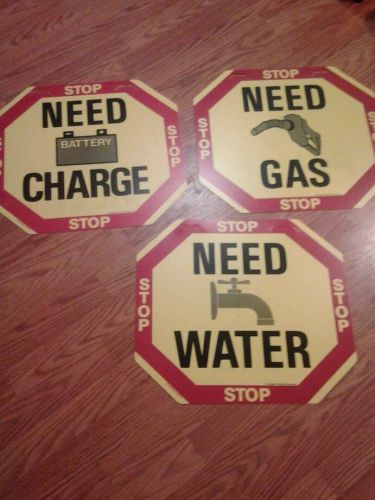 Vintage Highway Help Signs, Police,  Aid, Help, Gas, Water,  Battery. Emergency