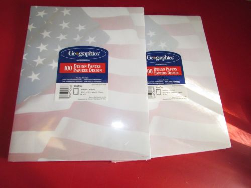 Geographics Design Paper, 24 Lbs., Flag, 8 1/2 X 11, Blue/Red/White,TWO 100/Pack