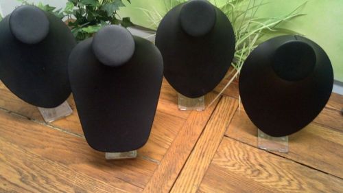 Lot Of 4 Black Vinyl 8-9&#034; Necklace Bust Displays Pivot Stand Jewelry Mannequin