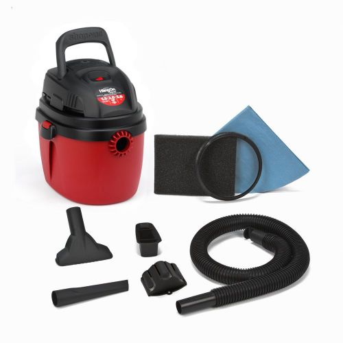 Shop vac 1.5 gallons 2.0 peak hp light wieght red black house shop wall mount for sale