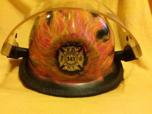 custom flame painted firefighter helmet