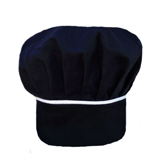 BLACK WITH WHITE PIPING CHEF HAT PERSONALIZED