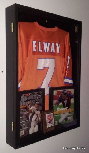 JERSEY Display Case Frame Shadow Box  Football Hockey Baseball Deep Black Wood B