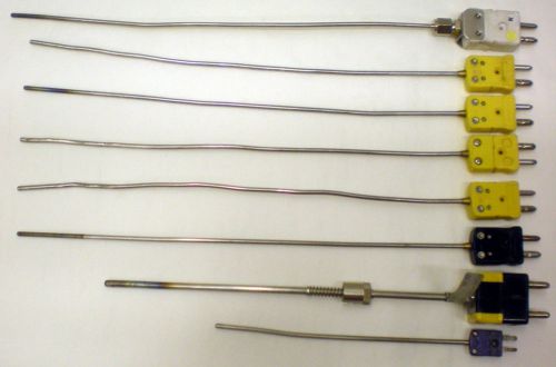 LOT OF 8 OMEGA THERMOCOUPLES THERMOMETER SEMICONDUCTOR PROBE PROBES VARIOUS SIZE