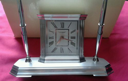 Danbury Silver Double Pen Stand / Clock PERSONALIZED / ENGRAVED FREE