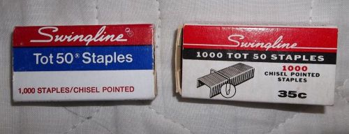 Vintage Swingline Tot 50 Staples Chisel Pointed 2X 1000 Count Opened Boxes