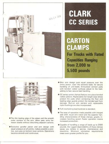 Fork Lift Truck Brochure - Clark - CC series - Carton Clamps - 1974 (LT104)