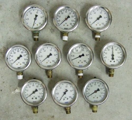 Lot ~ 10 0-100/0-150 psi 2.5&#034; hydraulic-air-water pressure gauge wika compressor for sale