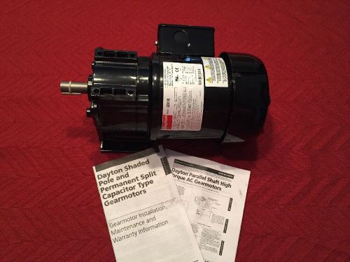 DAYTON 6Z819 D INDUSTRIAL AC GEAR MOTOR 1/6 HP 40/34 RPM - NEW - Parallel Shaft