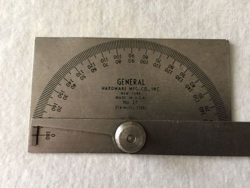 General #17 Rectangle Head Steel Protractor, 0*-80* in Opposite Directions, USA
