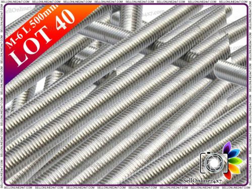 A2 Stainless Steel M-6 Full Threaded Steel Rod/Bar/ Length - 500MM Lot 40 Pcs