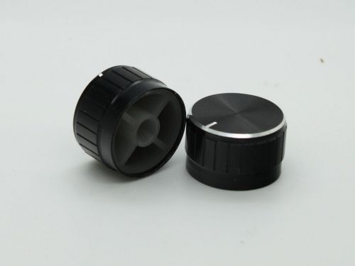 6 x Aluminum Hi-Fi Control Knob Insert Type 26mmDx17mmH Black Plated 1/4&#034; Shaft