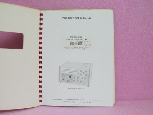 Alfred Manual 650 Series Sweep Oscillator Plug-ins Instr. Man. w/Schem. #75829