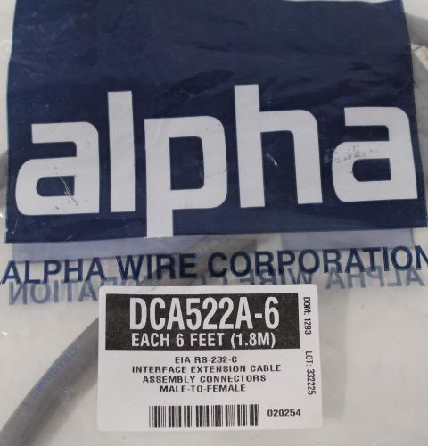Alpha Interface Extension Cable Assembly DCA522A-6 EIA RS-232-C Male to Female