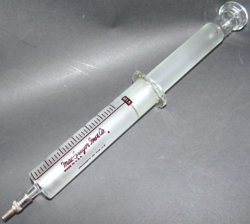Vintage vim macgregor glass hypodermic syringe 30cc livestock medical steampunk for sale
