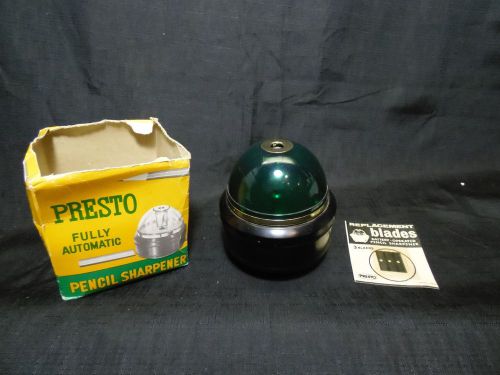 Vintage green  presto pencil sharpener with spare blades made in japan for sale