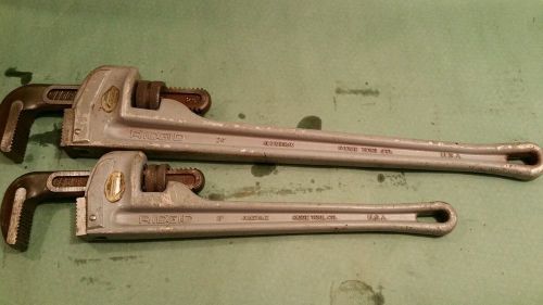 24&#034; and 18&#034; Ridgid Aluminum pipe wrench  nice