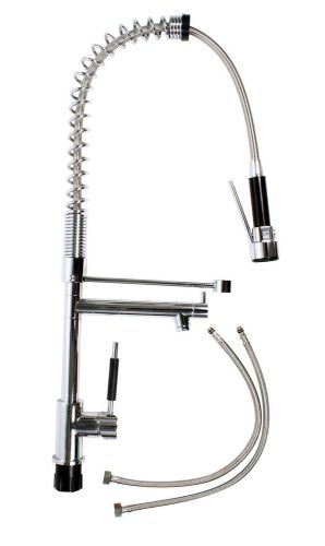 Kitchen single handle pull down pre-rinse spring faucet two swivel spouts for sale