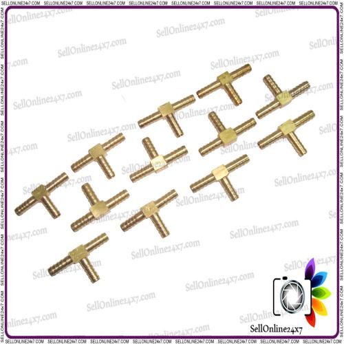 Lot of 12 pcs t hose joiner 3 way air water fuel brass pipe tee connector (8mm) for sale