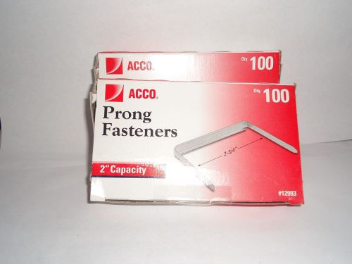 12993 Acco Prong Paper File Fasteners, Steel, 2 Inch Capacity, 200 qty