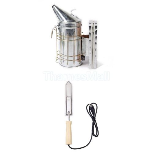 11&#034; bee hive smoker with heat shield guard +beekeeping honey extractor hot knife for sale