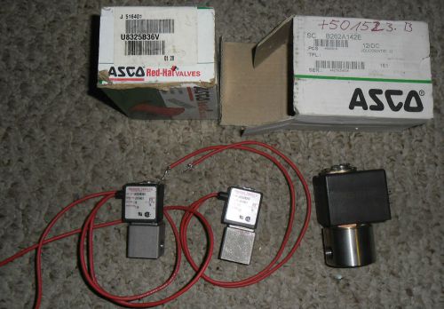 1 Lot Asco 1/4&#034; &amp; 1/8&#034; Stainless Body 12 &amp; 24VDC Solenoid Valve - 3 Pieces