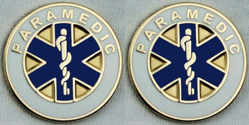 2 paramedic pins star of life metal butterfly back lapel uniform hat ems new for sale