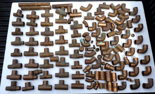 Copper pipe fittings tee elbow fittings nos large lot degree fittings plumbing for sale