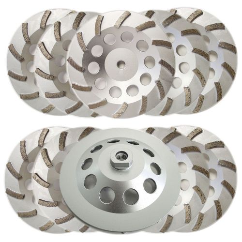 10PK 7” Premium Turbo Diamond Cup Wheel 12 Seg 5/8”-11 Threads 30/40 Grit