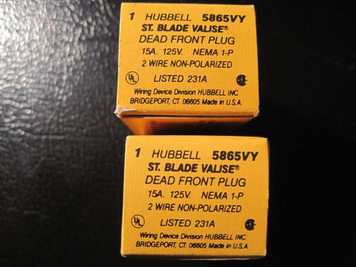 ---NEW IN BOX Pair of Hubbell 5865VY St. Blade Valise Dead Front Plug - 15A 125V