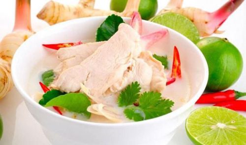 Thai Food Chicken Soup with Coconut Milk Tom Kha Kai DIY Spicy Soup Cuisine Cook
