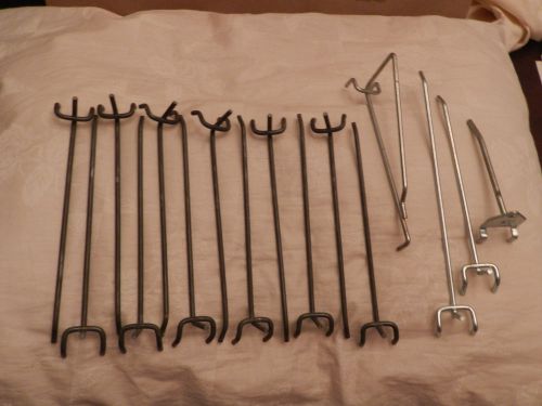 Lot of 16 Great Assortment Metal Peg Board Hooks Crafts Workbench Tools