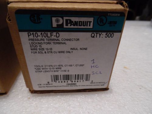 Panduit p10-10lf-d locking fork terminal,  12 – 10 awg, #10 stud size nib 500 for sale