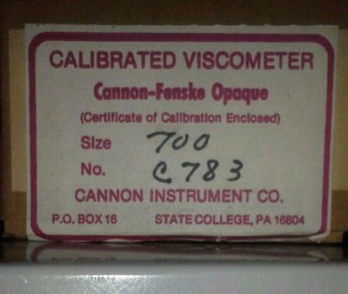 Cannon Calibrated Viscometer Size 700 New in box  c 783