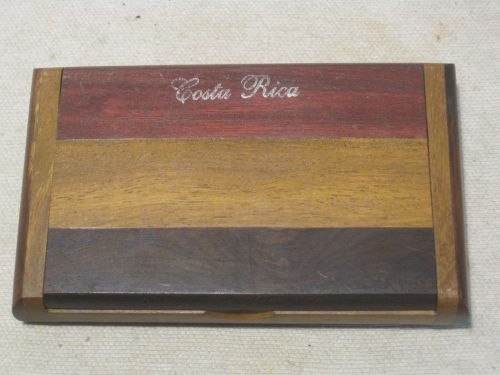 Costa Rica wooden folding business card holder case wood triple hard cards fold