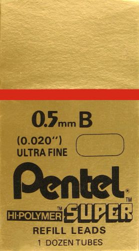 NEW Pentel Mechanical Pencil Lead Refill Fine 0.5 MM B C505B 12 Tubes