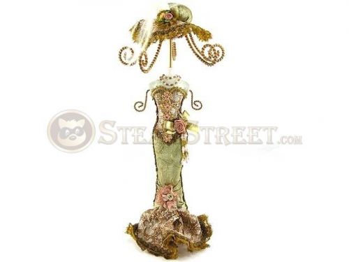 12.5 inch brown mini mannequin jewelry stand with floral detailing for sale
