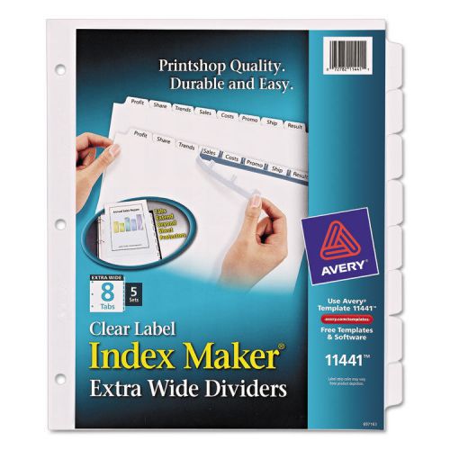 Index Maker Extra-Wide Clear Label Dividers, 8-Tab, 11 1/4 x 9 1/4, 5 Sets