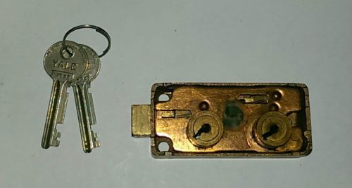 Vintage yale safe deposit box lock brass  1-1/2&#034;x 3-1/4&#034; for sale
