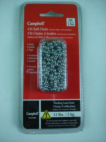 NEW CAMPBELL #36 BALL CHAIN (CHROME PLATED) 6 FEET C0713627-FREE SHIPPING