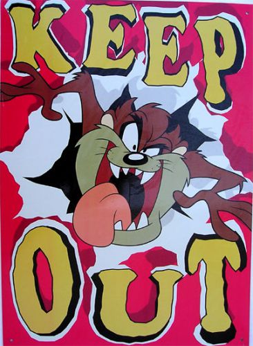 Keep Out Taz Tasmanian Devil Looney Tunes Cartoon Classic Metal Sign