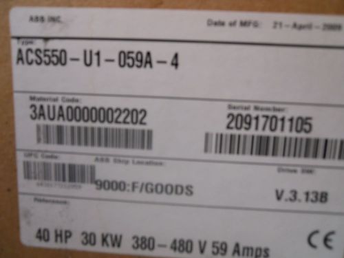 ACS550-U1-059A-4 - ABB AC Drive - NEW IN BOX - ACS550U1059A4