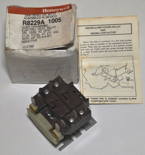 Honeywell R8229 A 1005 Quiet Operating Electric Heat Relay DPST L36-906