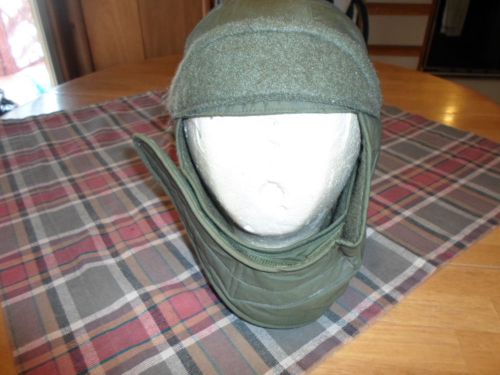 Vintage army green   winter liner for hard hat with neck velcro - usa for sale