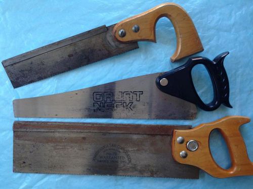 Lot of 3 Vintage Hand Saws Miter Back Saws Pennsylvania Saw Corp, Great Neck