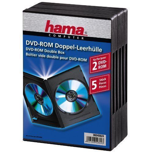 Hama Dvd-rom Double Jewel Case, Pack Of 5, Black