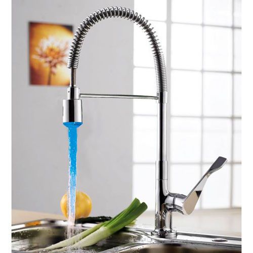 Modern LED Pull Out Spray Mixer Water Tap Kitchen Wash Basin Faucet in Chrome
