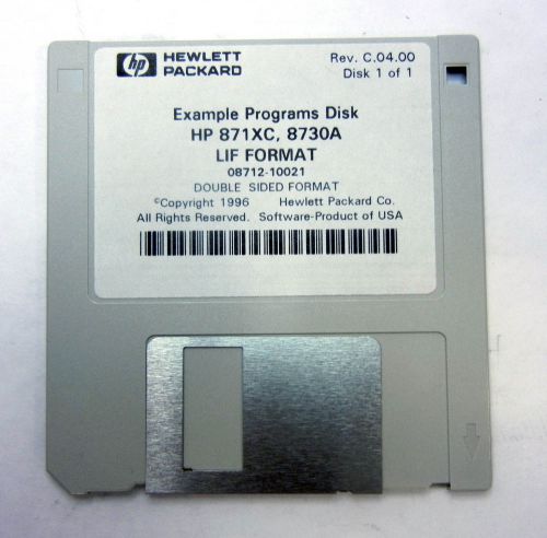 HP 871XC, 8730A EXAMPLE PROGRAMS DISK , DOS FORMAT